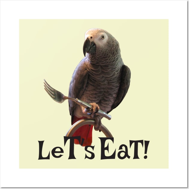 African Grey Parrot Let's Eat Wall Art by Einstein Parrot